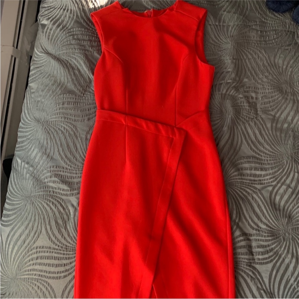 Topshop Red Sleeveless Midi Dress